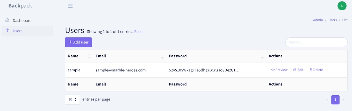 Laravel-Backpack Users